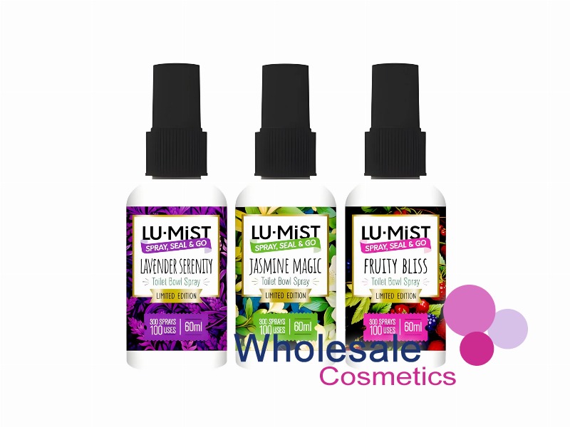24 x LU-MIST Toilet Bowl Spray Limited Edition Display Set - LAVENDER - FRUITY - JASMINE
